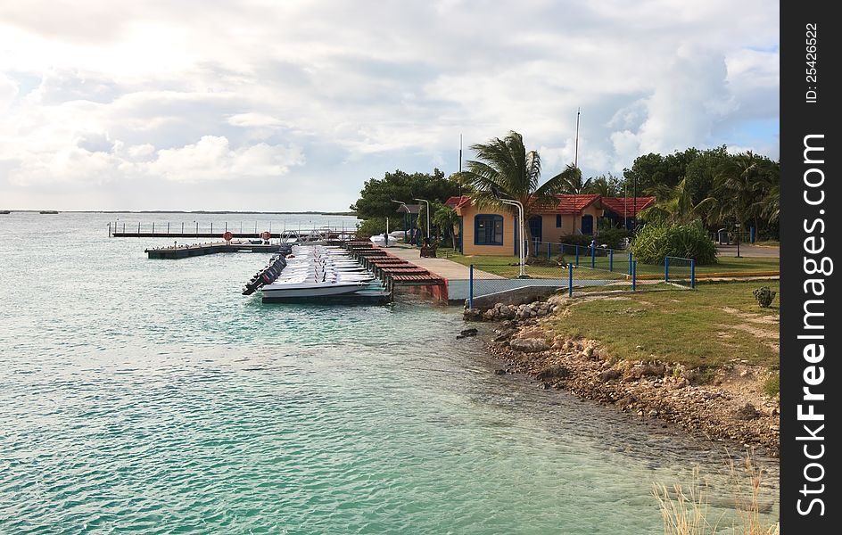 Boat station on Cayo Guillermo. Cuba.