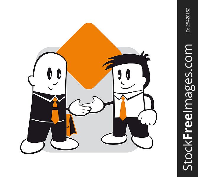 Illustration of the successful completion of negotiations and problem solving. Illustration of the successful completion of negotiations and problem solving