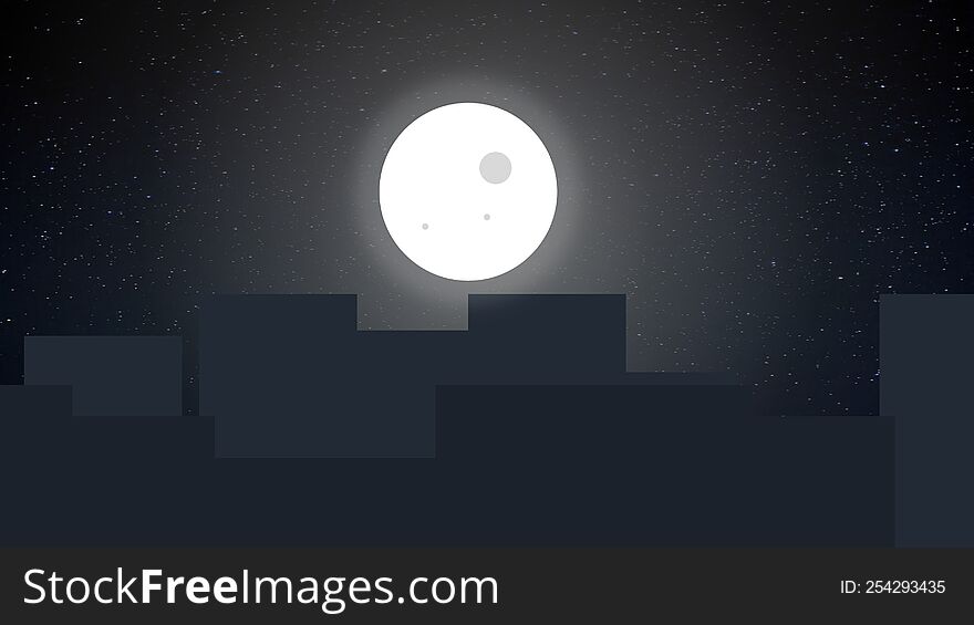 city night sky moon moon scene illustration