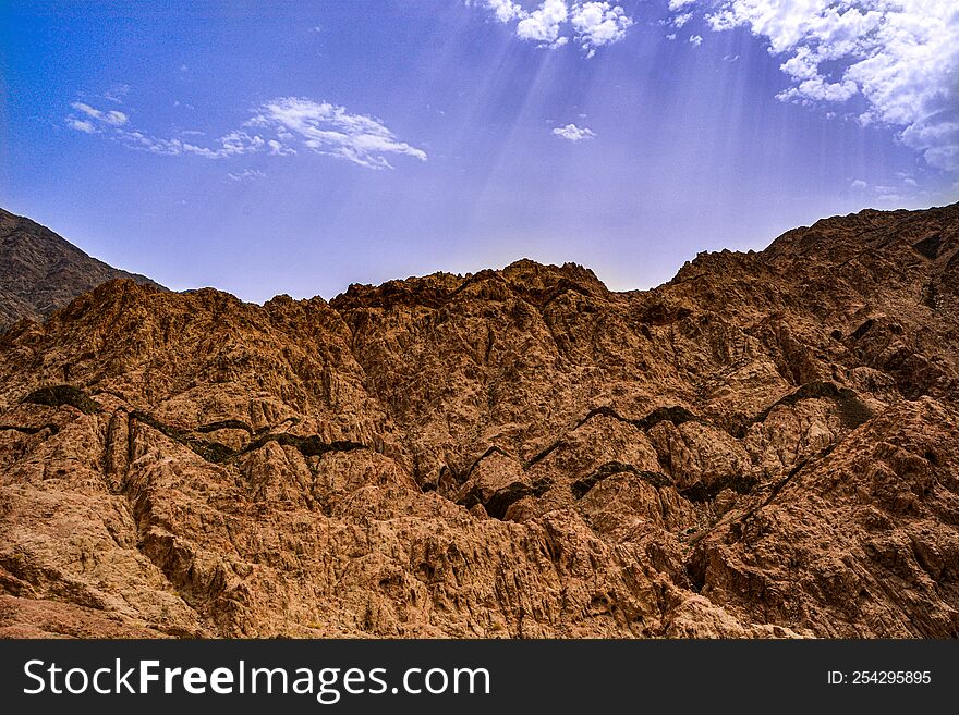 Sandy mountain in Jordan near Aqaba city