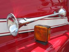 Chrome Horn On A Red Fender Royalty Free Stock Images
