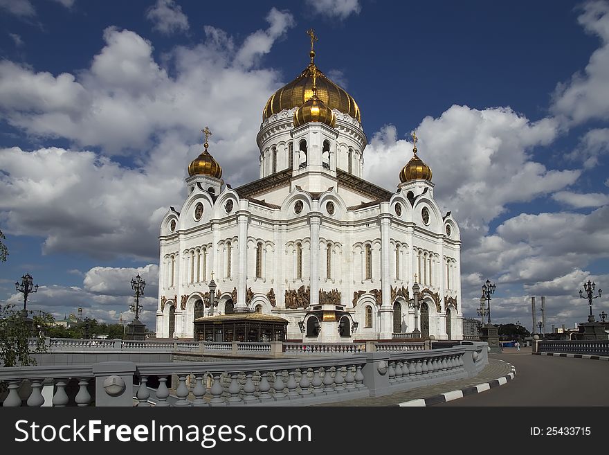 Christ the Savior Cathedral on against cloudy sky