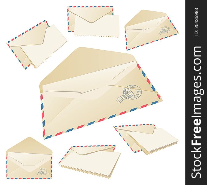 Set of six open Envelopes. Vector Illustration. Set of six open Envelopes. Vector Illustration