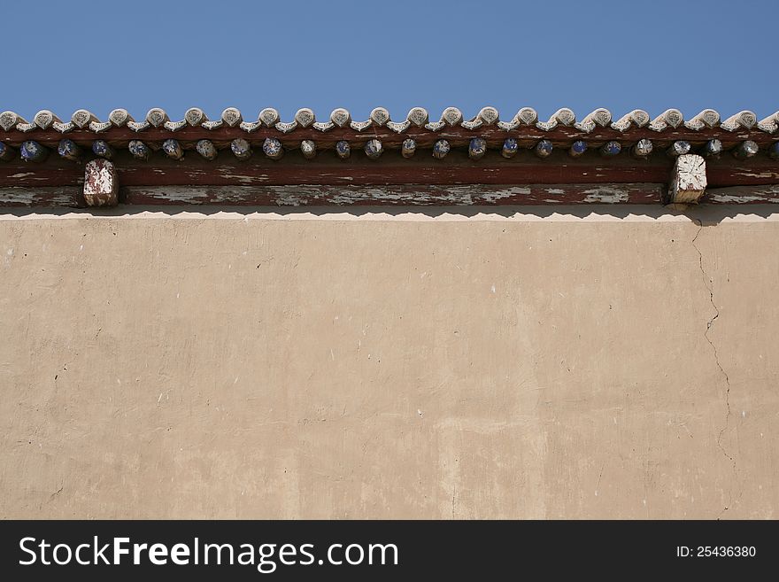 Ancient Chinese Roof And Rammed Earth Wall Detail