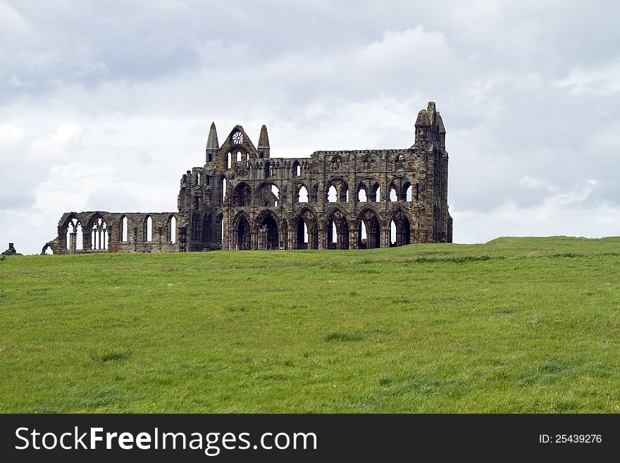 A view across the field to Whitby Abbey