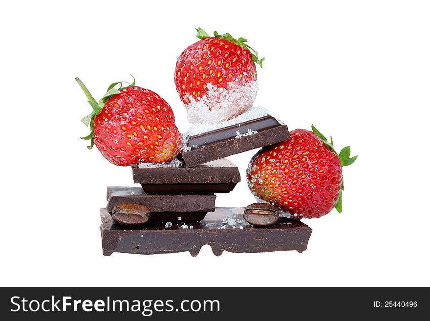 Fresh desert with strawberry and chocolate. Strawberry desert