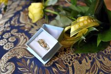 Wedding Rings And Flowers Landscape Stock Photos