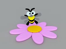 Funny Bumblebee And Pink Flower Royalty Free Stock Images