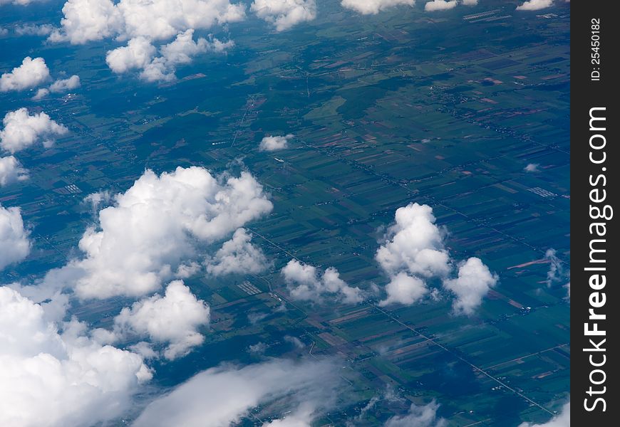 View of clouds and land. View of clouds and land