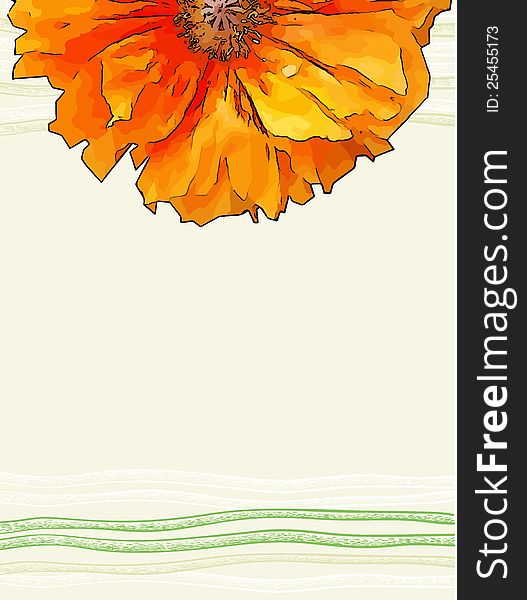 Vector Background With Red Poppy Flower