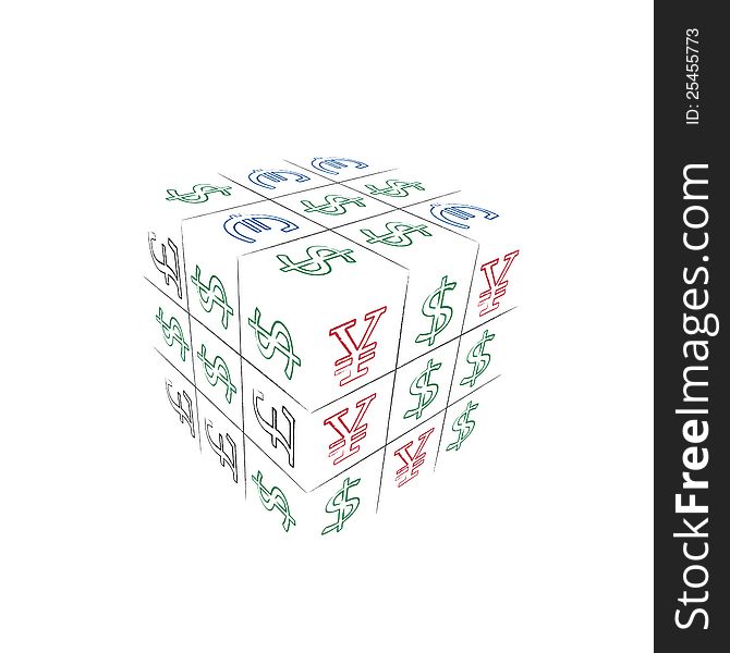 Image of conceptual cube with business ticktacktoe game