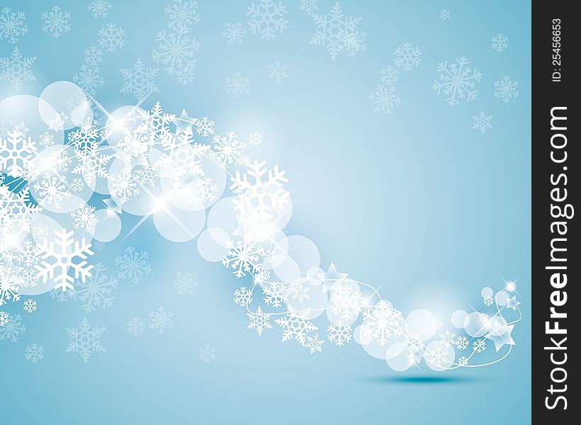 Winter background with snowflakes swirling