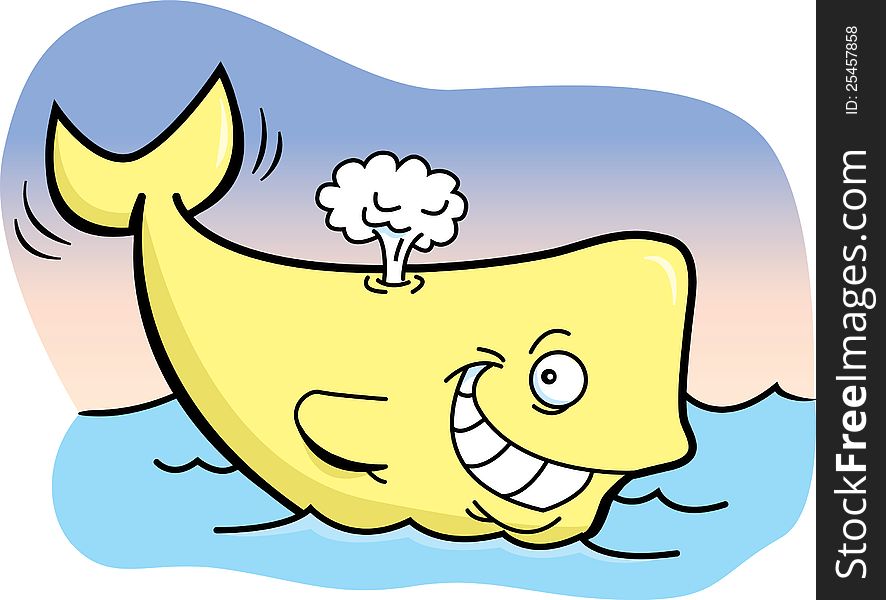 Cartoon illustration of a smiling Yellow Whale. Cartoon illustration of a smiling Yellow Whale