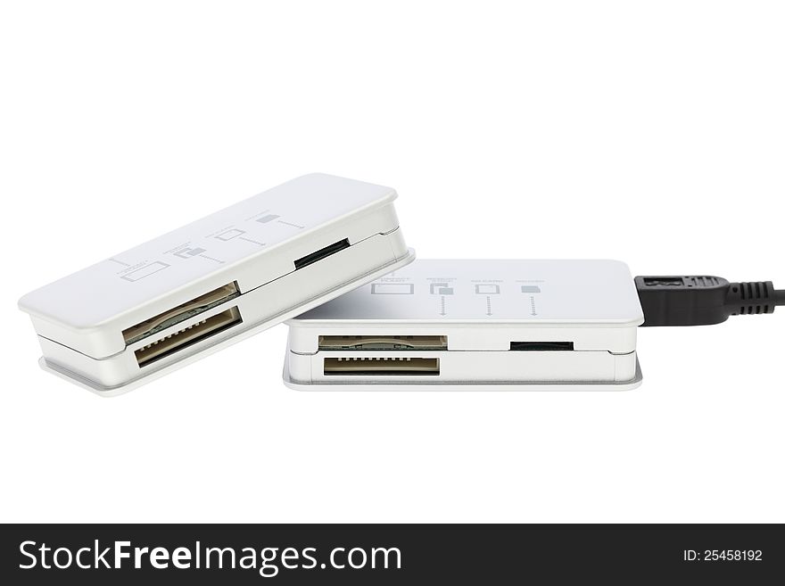 Memory card reader on a white background