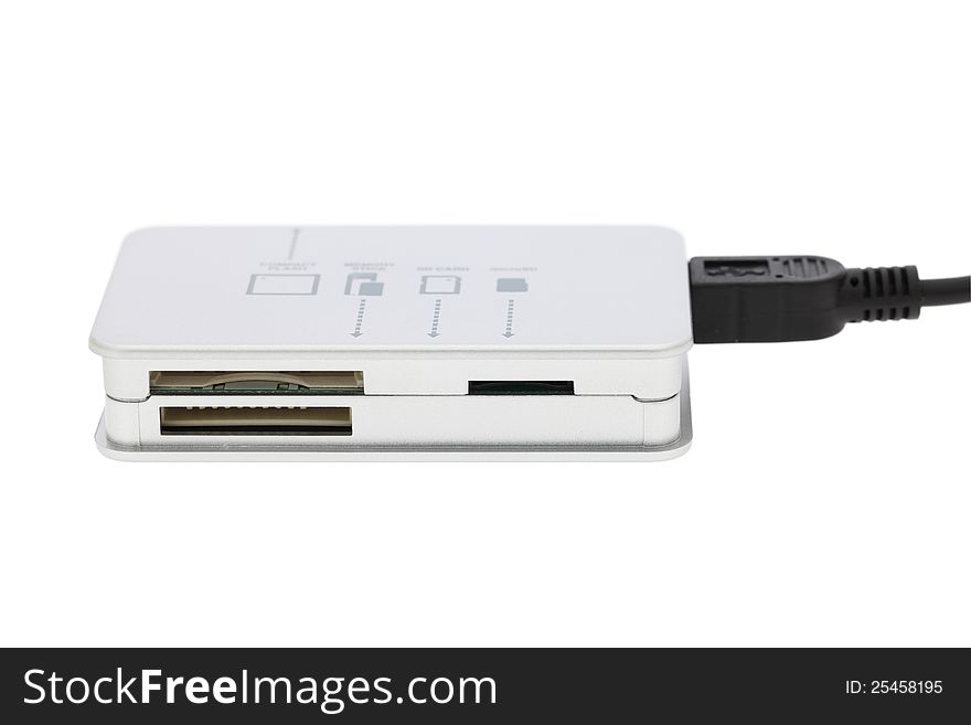Memory card reader on a white background. Memory card reader on a white background