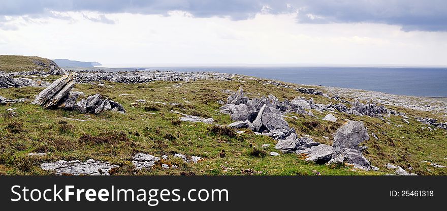 Atlantic coastline, county Clare. The Burren near West Derreen, West Eire. Atlantic coastline, county Clare. The Burren near West Derreen, West Eire