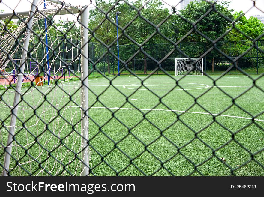 A small size and artificial turf soccer field.