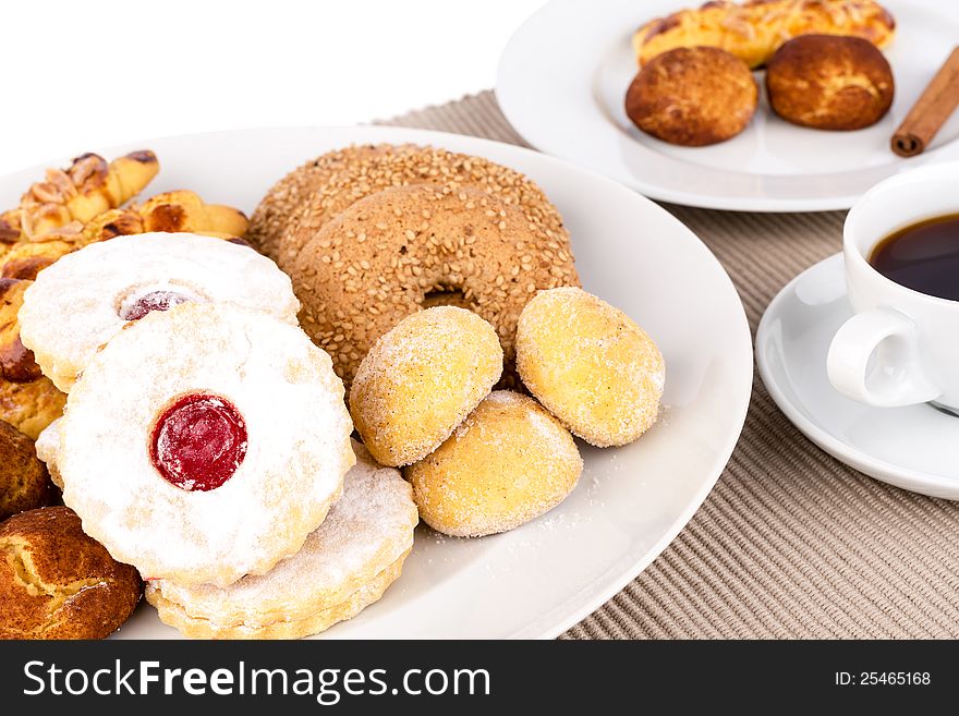 Assorted pastries and a cup of coffee. Assorted pastries and a cup of coffee.