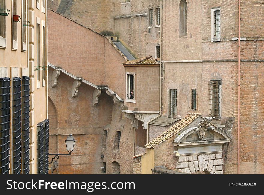 Brick walls of an ancient building in Vatican city. Brick walls of an ancient building in Vatican city