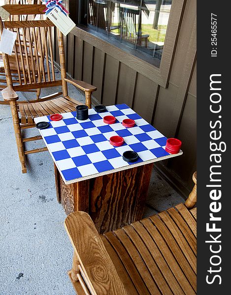 Rocking chairs and checkerboard. Rocking chairs and checkerboard.