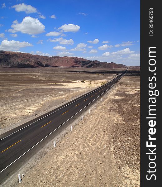 Road through the desert of Nazca, Peru. Road through the desert of Nazca, Peru