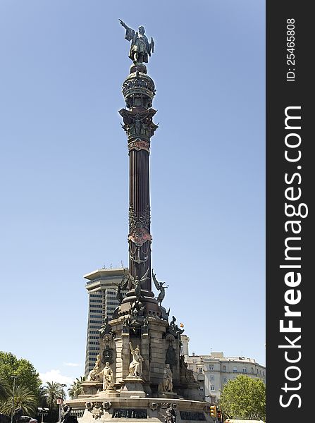 Spain, Barcelona. Monument To Columbus.