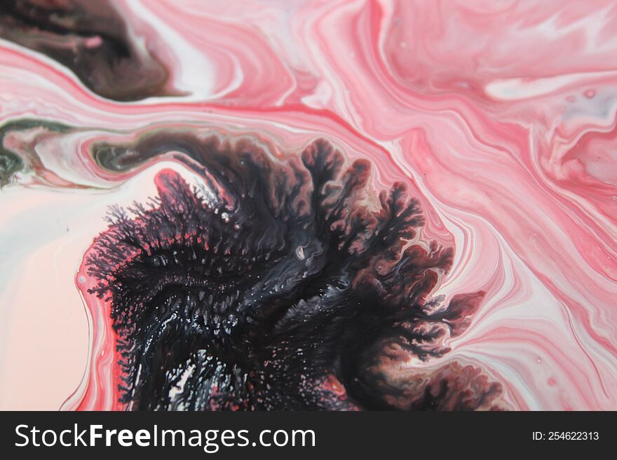 Mixture Creative Color Red Pink and Brown Swallowed Mixing on Surfaces Abstract