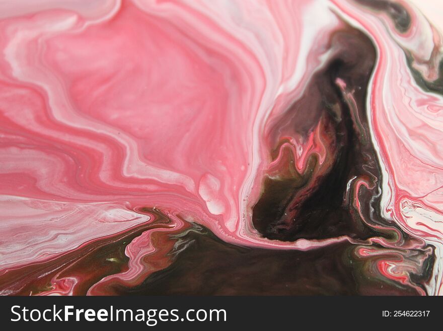 Paint Creative Mix Paint Color Red Pink and Brown Swallowed Mixing on Surfaces Abstract