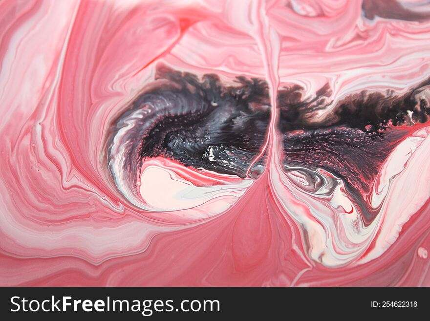 Creative Mix Paint Color Red Pink and Brown Swallowed Mixing on Surfaces Abstract