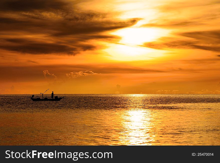 Fisherman cruising on the Khanom sea at the sunrise times.
Nakornsrithammarat, Thailand. Fisherman cruising on the Khanom sea at the sunrise times.
Nakornsrithammarat, Thailand