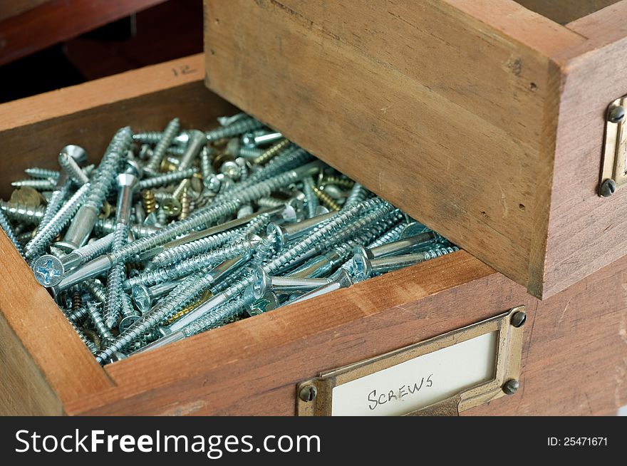 Antique Box of Screws