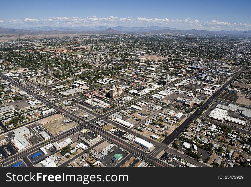 Aerial view of downtown Mesa, Arizona