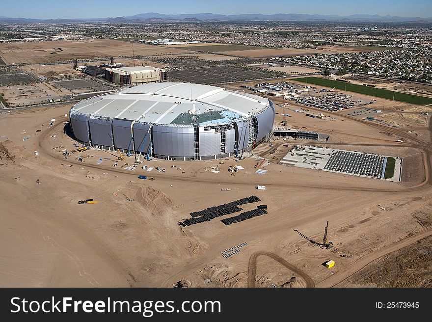 Construction of major sports facility in Glendale, Arizona. Construction of major sports facility in Glendale, Arizona