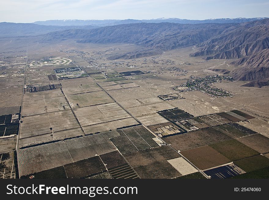 Aerial view of Borrego Springs, California and surrounding area
