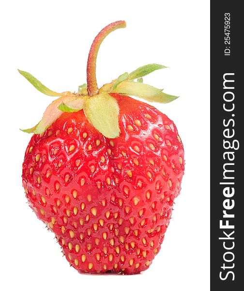 A juicy red strawberry isolated on a white background