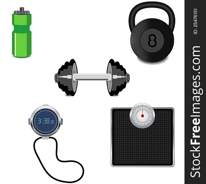 Set of the fitness related icons. Set of the fitness related icons