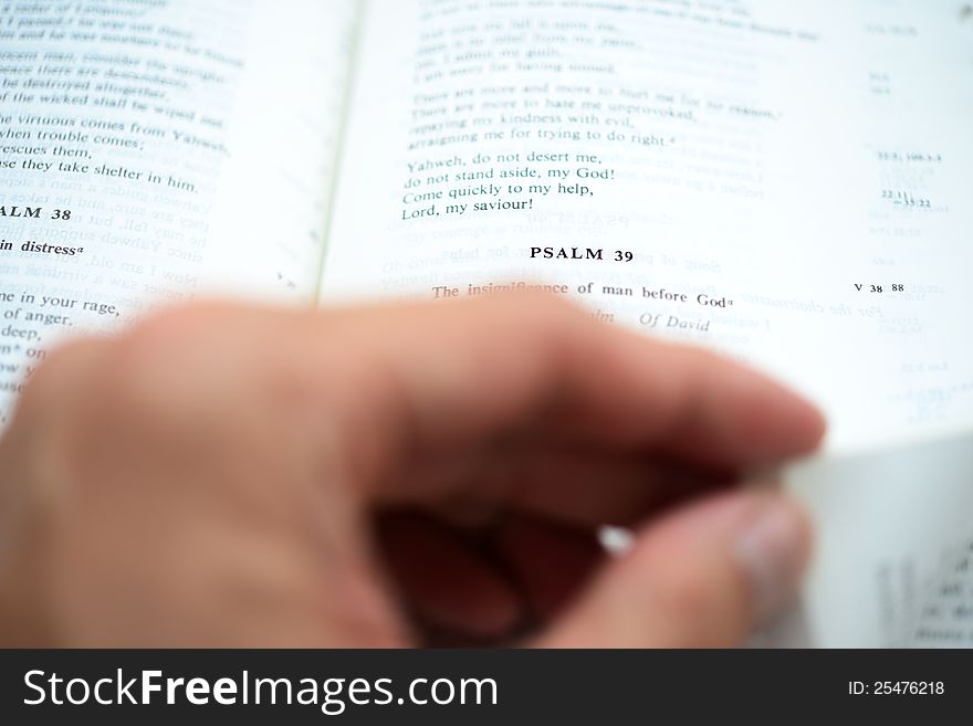 Hand Flipping The Psalm 39 With Shallow DOF