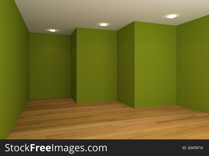 Home interior rendering with empty room color wall and decorated with wooden floors. Home interior rendering with empty room color wall and decorated with wooden floors.