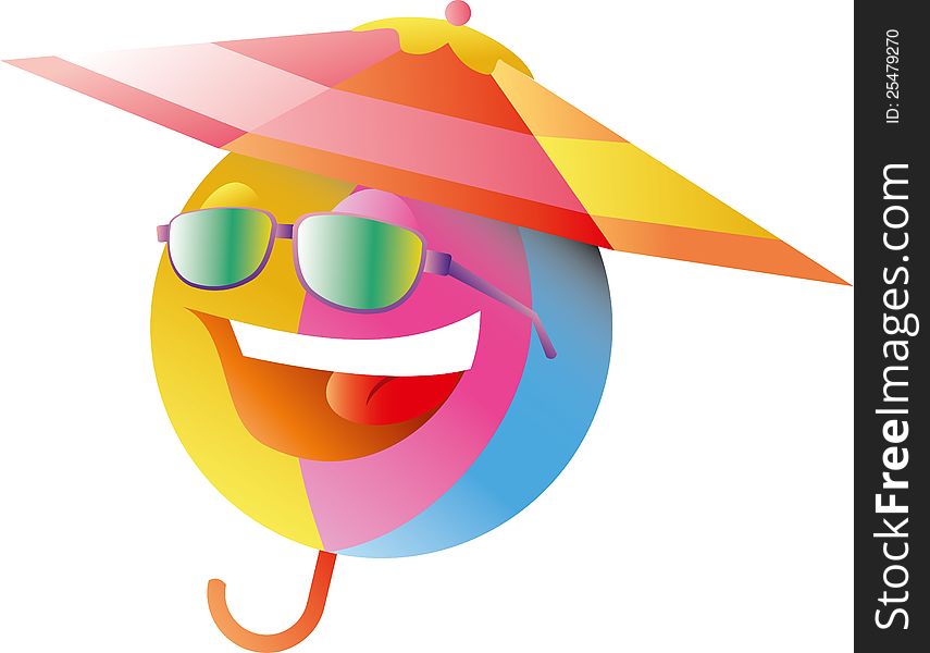 Beach ball with umbrella and sun glasses. Beach ball with umbrella and sun glasses