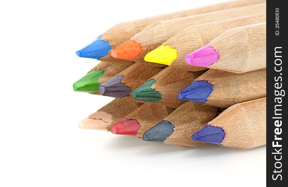 Background of the pencil as an element for design. Colored pencils closeup