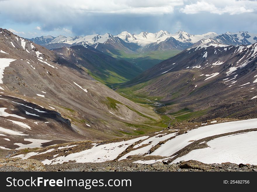 Mountain Valley shot from above the clouds