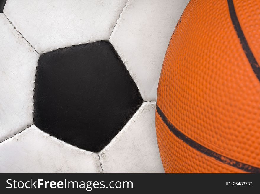 Balls from most popular games - used classic soccer ball and basketball ball together. Balls from most popular games - used classic soccer ball and basketball ball together