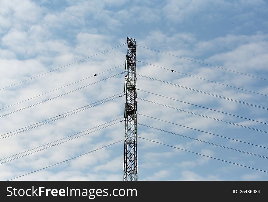 Electric pylon with blue sky