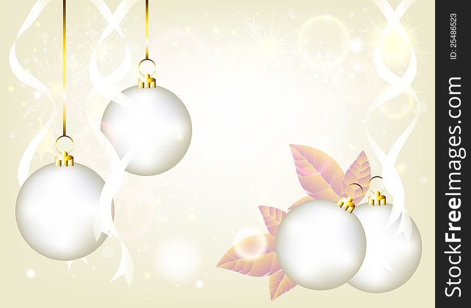 Elegant Christmas silver background with baubles