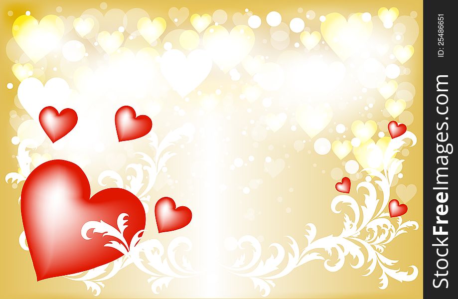 Golden Valentine greeting  card. Valentines  . Golden Valentine greeting  card. Valentines