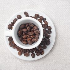 Coffee Beans In A Cup Stock Photo