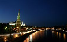 Night Moscow And Night Fires Stock Photo