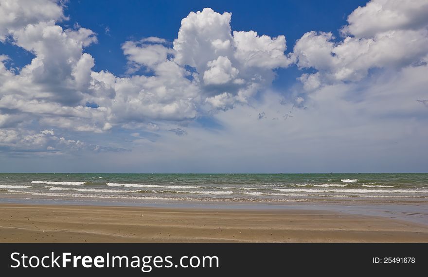 Soft wave on the beach and blue sky. Soft wave on the beach and blue sky