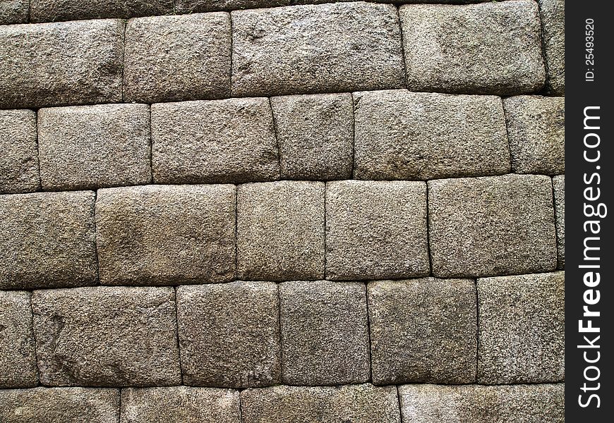 Detail of Inca wall in the ancient city of Machu Picchu, Peru