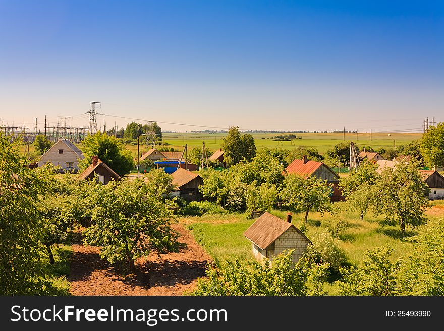 Farm houses on the field. Farm houses on the field